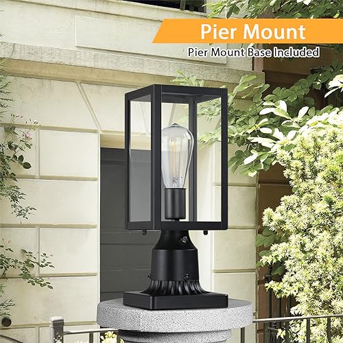 Dusk to Dawn Outdoor Post Lights with Pier Mount Base (2 Count)