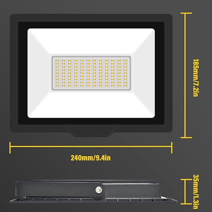 Willpower 2 Pieces 75W LED Flood Lights,68000lm Outdoor Security Lights,IP66 Waterproof Outside Lamp 6000K White Spot Light 110V Exterior Lighting for Yard Backyard House Court Stadium Parking