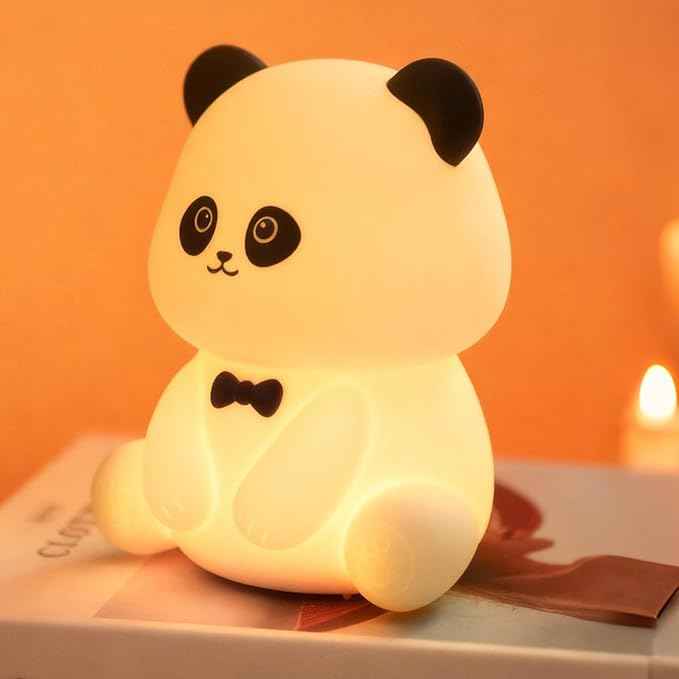 Panda Lamp for Kids Room, Pat Control Panda Light for Breastfeeding, Silicone Night Light Nursery Bedside Lamp, Rechargeable Touch Table Lamp with RGB Mode for Bedrooms/Living Room/Decor/Gift