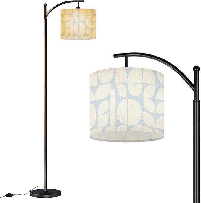 Floor Lamp Geometric Abstract White Semicircles Leaf Shapes Light Blue Arc Floor Lamp with Remote Modern Dimmable Standing Lamps for Living Room Bedroom Office Home Room Decor