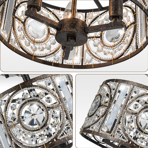 Vintage Crystal Drum Chandelier