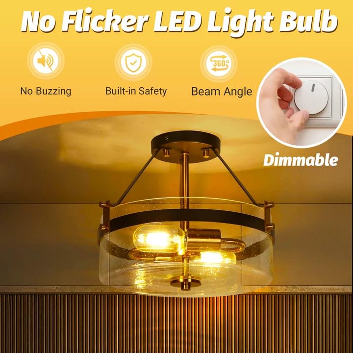 Dimmable Vintage E26 6W LED Edison Bulbs 60W Equivalent 600 Lumens 2700K Warm White CRI90 T45 Antique LED Bulb Clear Glass for Chandeliers (2 Count)