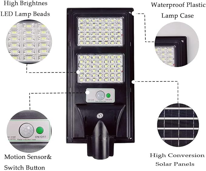 10000LM Solar Street Lights Outdoor Waterproof, 6000K Solar Flood Lights with Motion Sensor and Remote Control for Garden, Yard, Garage, Backyard (2 Pack) - Aura Lighting
