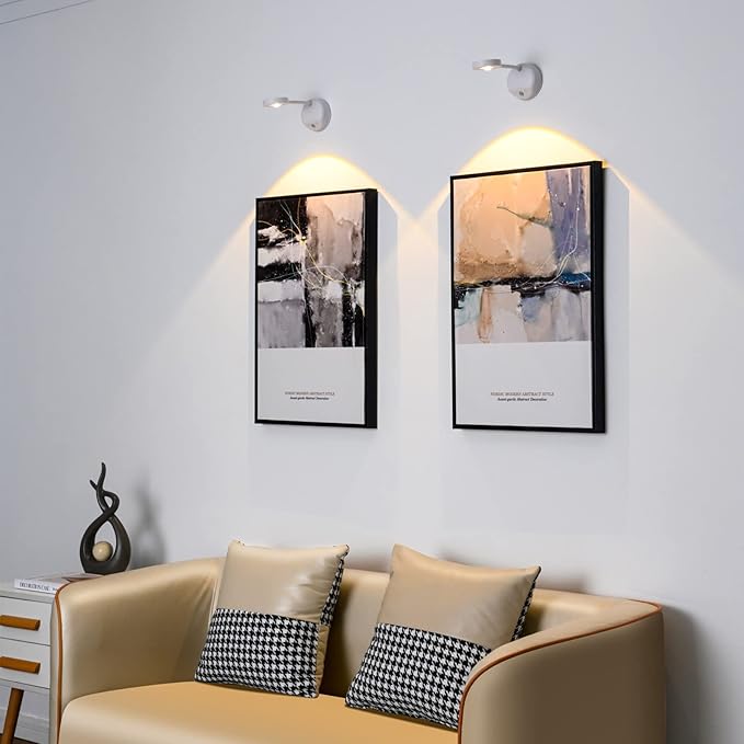 Wireless Picture Light Battery Operated, 2200mAH Rechargeable Painting Light with Motion Sensor and Rotatable Tube, Art Display Light for Picture