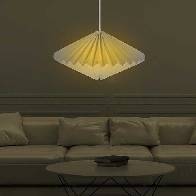 Modern Origami Folding Lantern Lampshade Premium Lamp Accessory Decorative Hanging Light Cover for Diffuse Warm Ambient Lighting