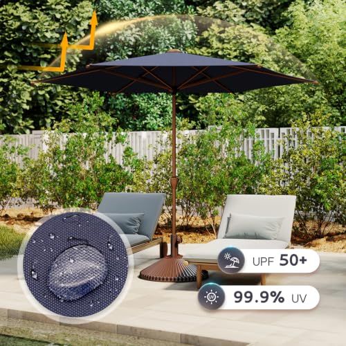 9FT Outdoor Patio Umbrella Outdoor Table Umbrella with Crank Market Umbrella 6 Sturdy Ribs UV Protection Waterproof and Push Button Tilt for Garden Deck Backyard Pool
