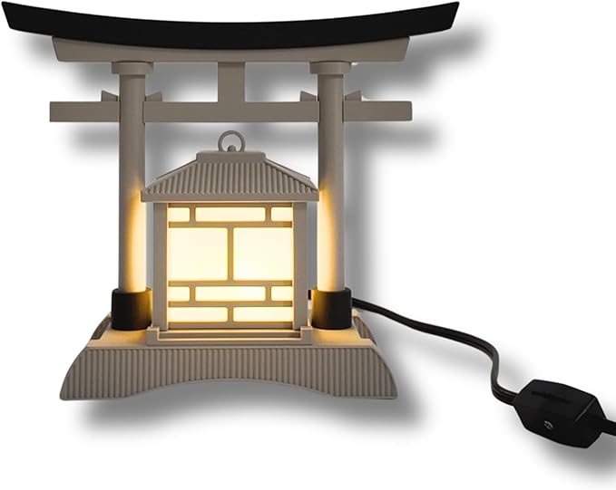 Japanese Torii Gate Lantern - Exquisite Japanese Decor for Home and Room | Unique Desk Lamp and Table Lamp Design | Mini Japanese Lantern Transforms Any Space (Ivory White)