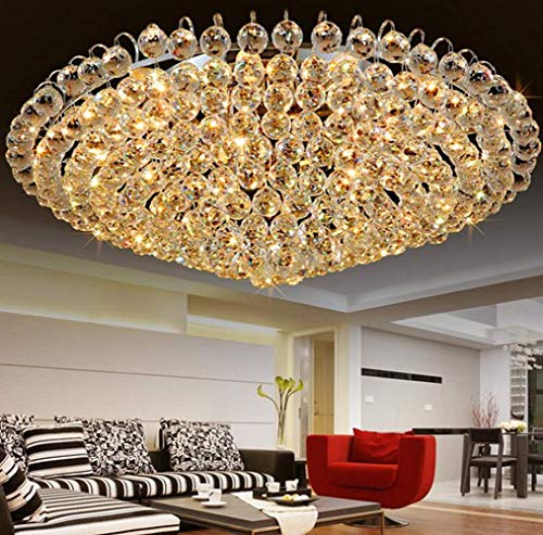 Luxury Crystal Chandelier Flush Mount 31.5" Modern Minimalist Design Pendant 15