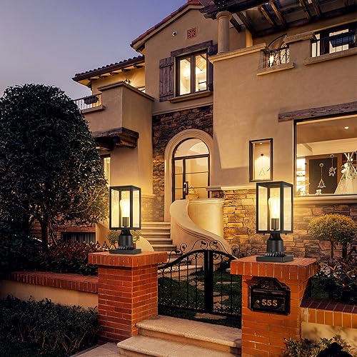Dusk to Dawn Outdoor Post Lights with Pier Mount Base (2 Count)
