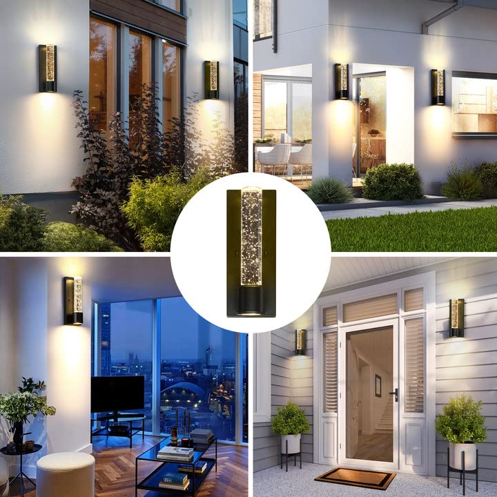 Outdoor Light Fixture with K9 Column Crystal Bubble