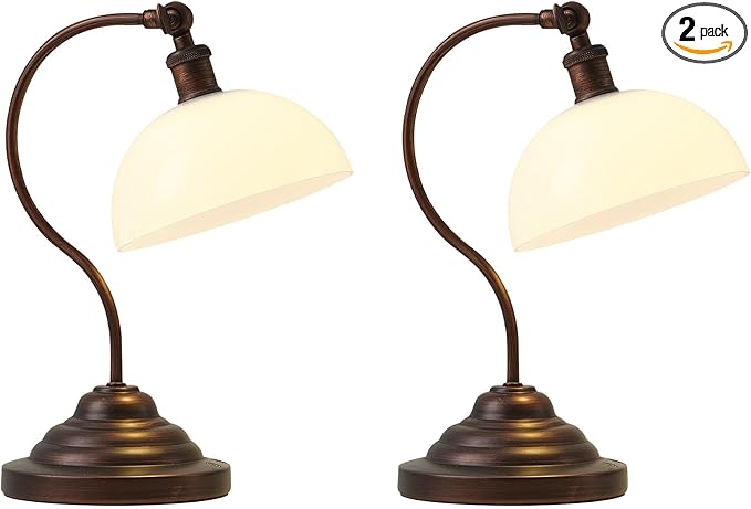 Cordless LED Table Lamp Set of Two, Swing Arm Desk Lamp, Rechargeable, Dimmable/3 Color/Memory Function, Modern Rechargeable Table Light for Living Room,Bedroom,Bedside, Oil Rubbed Bronze - Aura Lighting