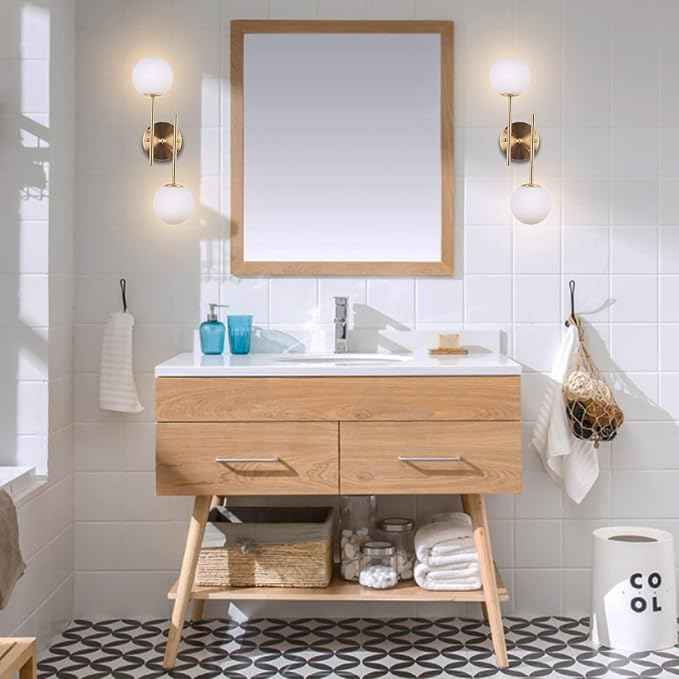 Gold Globe Wall Sconce, 7.5" W x 20" H, G9 Base, Compatible with LED or Halogen Bulbs, Perfect for Bathroom, Kitchen, Living Room, Home Office, Lobby, Bedroom