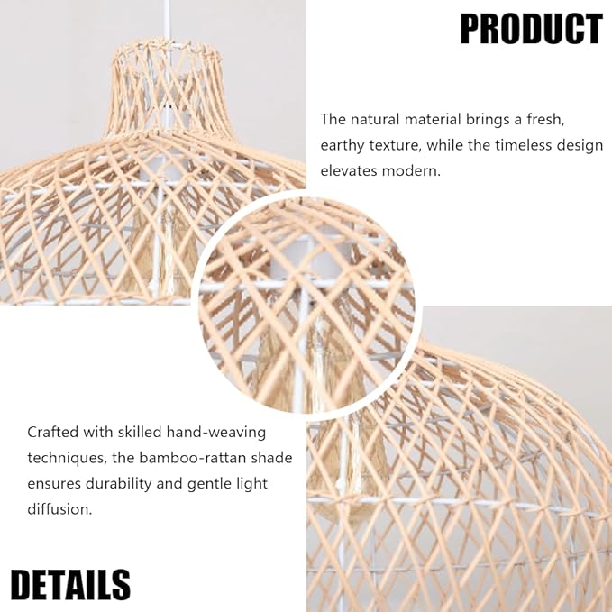 15.7in Rattan Lantern Pendant Light, Wabi Sabi Retro Chandelier,Zen Handwoven Hanging Lamp,Natural Living Room Fixture with Adjustable Height,for Bedroom Dining Room Tea Room Island