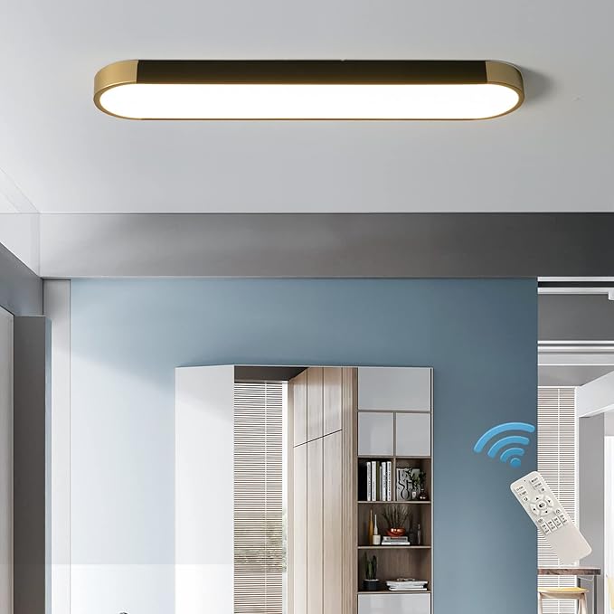 Tioolo Modern Ceiling Light, Acrylic Linear Ceiling Lamp, Dimmable LED Ceiling Light Fixture with Remote Control, Kitchen Dining Living Room Cloakroom Hallway Lighting (36W/27.5in L) - Aura Lighting