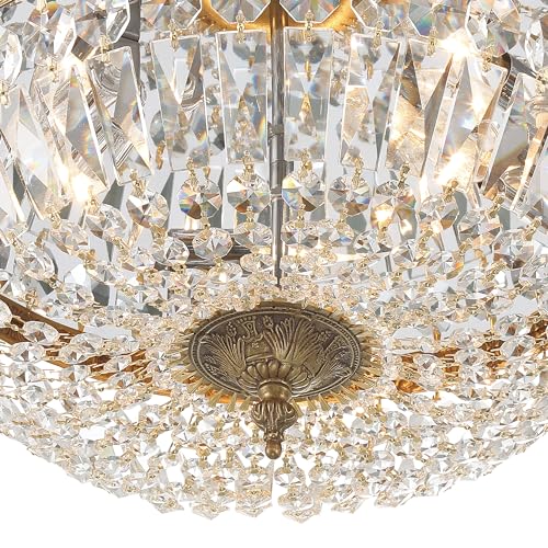 3 Light Spectra Crystal Olde Brass Flush Mount
