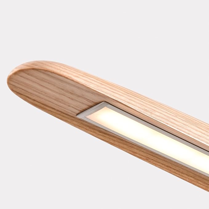 59" 40W Wood LED Linear Pendant Light Fixture Led Dining Room Light Dimmable Hanging Light Fixture for Dining Room Kitchen Island Pool Table Lights Natural Ash - Aura Lighting