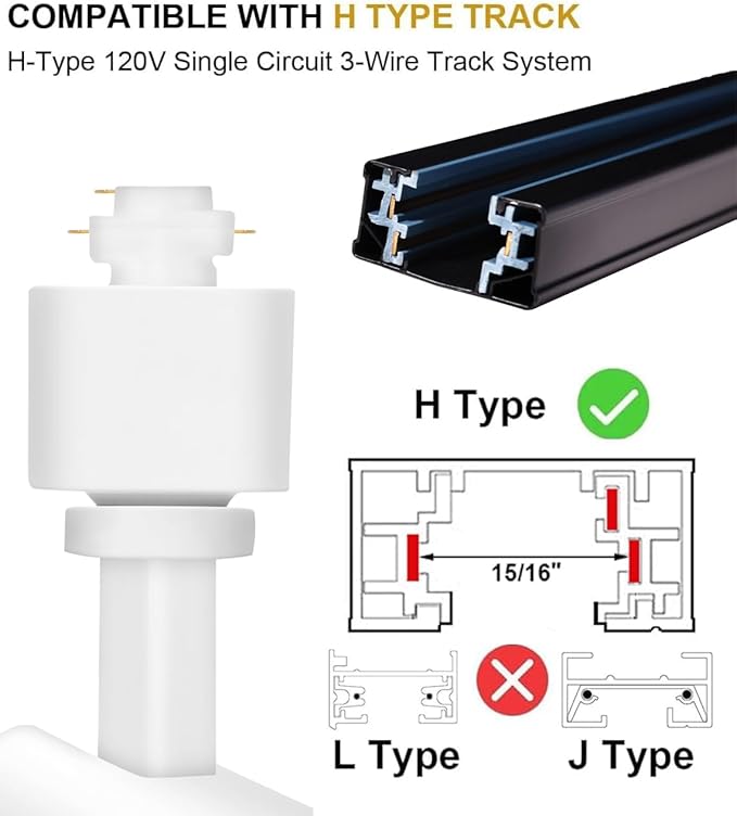 12W LED Track Lighting Heads,2700K-6500K Stepless Dimming H Type Dimmable Rail Ceiling Track Lights Fixtures for Kitchen,Flicker Free 15° to 60° CRI90 1200LM,White 10 Pack - Aura Lighting
