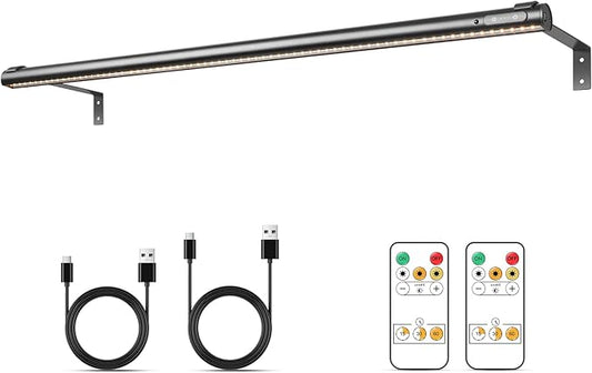 Wireless Picture Light, Battery Operated LED Painting Lights with Remote Control, Dimmable, Timer for Art Frame (Black-31.5inch)