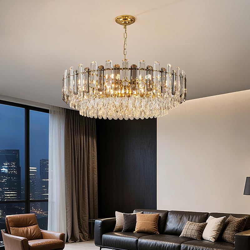 31.5" Modern Crystal Chandelier Gold 3