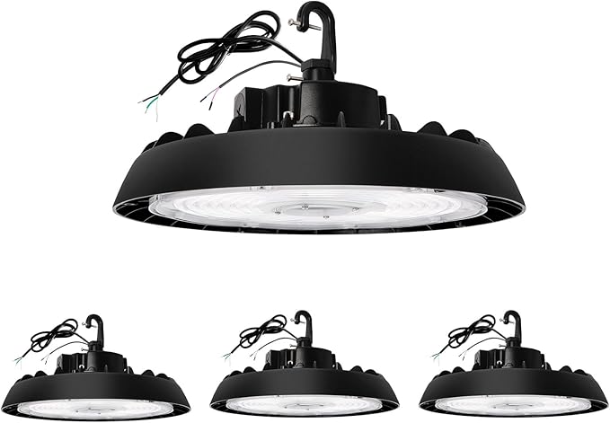 UFO Led High Bay Light, 150/200/240W, Up to 33600LM, 2CCT 4000K/5000K, 0-10V Dimmable High Bay Led Shop Lights for Barn Gym Factory Warehouse,6' Cable Selectable, UL & DLC Listed