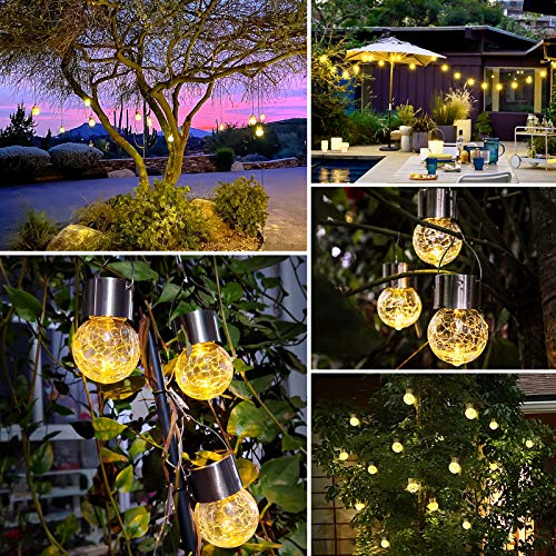 12Pack Hanging Cracked Glass Solar Lights Outdoor Waterproof (12 Count)