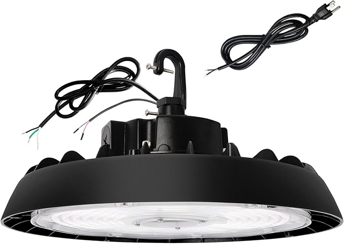 UFO Led High Bay Light, 150/200/240W, Up to 33600LM, 2CCT 4000K/5000K, 0-10V Dimmable High Bay Led Shop Lights for Barn Gym Factory Warehouse,6' Cable Selectable, UL & DLC Listed