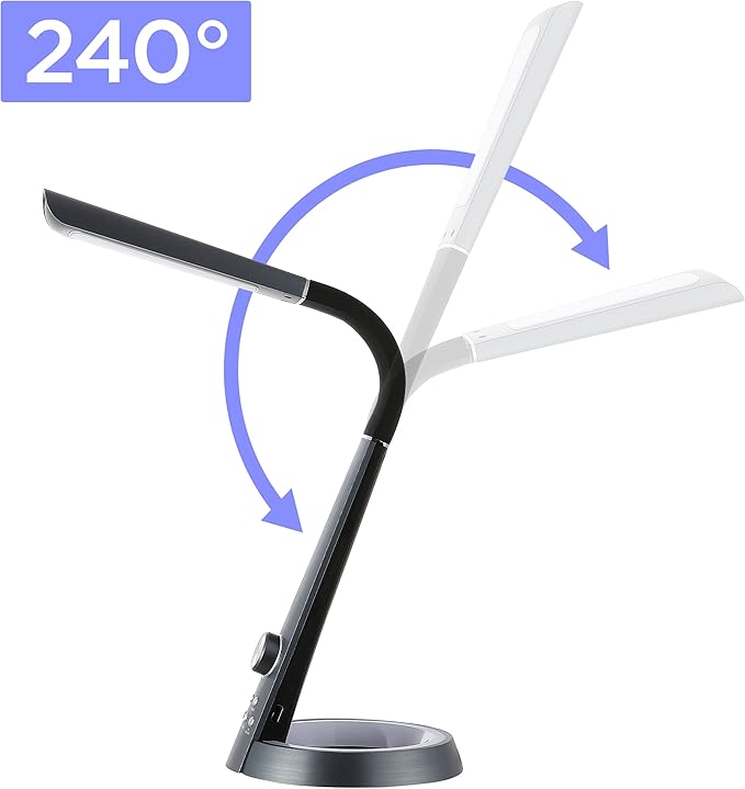 JONATHAN Y 19" Black Aluminum Contemporary Minimalist LED Task Lamp, Adjustable Head Dimmable USB Charging Desk Lamp for Home Office Bedroom JYL7700A