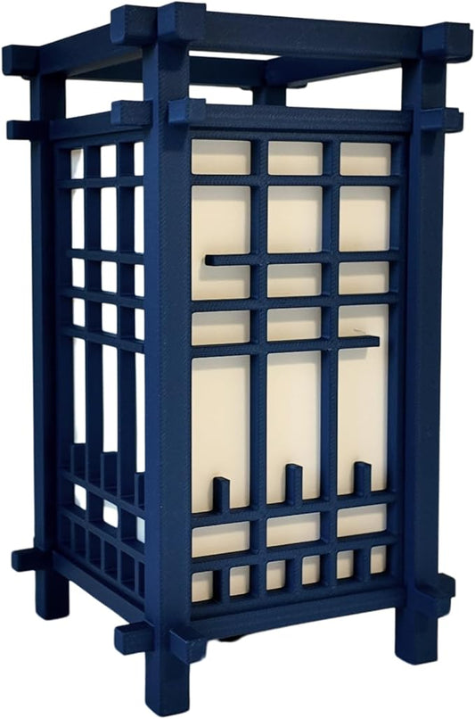 Japanese Shoji Style Lantern - Exquisite Japanese Decor for Home and Room | Unique Desk Lamp and Table Lamp Design | Mini Japanese Lantern Transforms Any Space (Midnight Navy (7.5in Tall) - Corded)