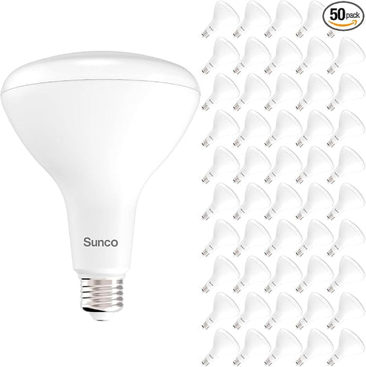 Sunco 50 Pack BR40 LED Light Bulbs, Indoor Flood Lights, Recessed Can Light Bulb, 1400 LM, 17W (100W Equivalent), 2700K Soft White, Dimmable, E26 Base, for Home, Bedroom, Kitchen UL