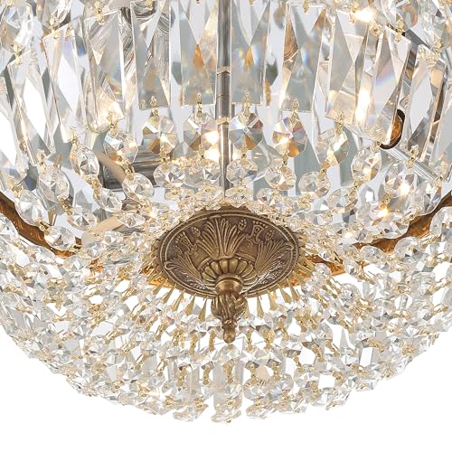 3 Light Spectra Crystal Olde Brass Flush Mount