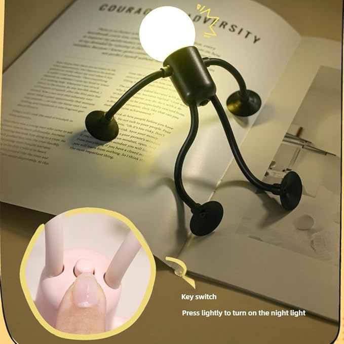 Funny Sportsman Night Light, Changeable Shape 2025 New Cute Light Bulb Man Mini Night Light, DIY Shape Night Lights, Suction Cup Bendable Desk Lamp for Boys Girls Room Bedroom