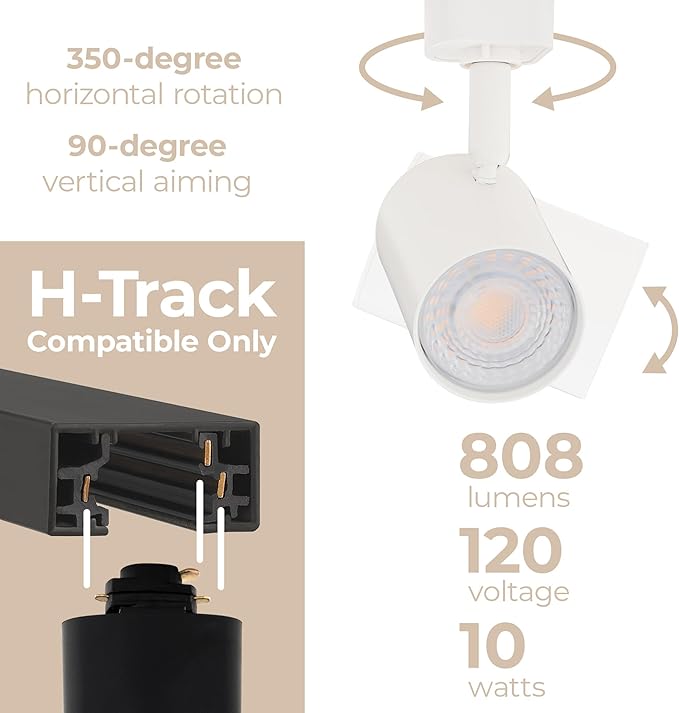 Amped Collection 3-Light 48in Field Cuttable LED Track Lighting Kit with 3 LED 3000K Warm White Track Heads, 4ft Track, End Caps, Floating Feed in White Finish - Aura Lighting