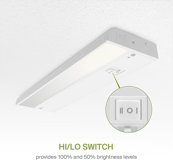 ASD 9 Inch LED Under Cabinet Lighting Plug in or Hardwired, High/Low/Off Switch, 3W 120V 3 CCT 2700K/3000K/4000K CRI90+, Triac Dimmable Linkable Under Counter Lights for Kitchen, ETL Listed, White