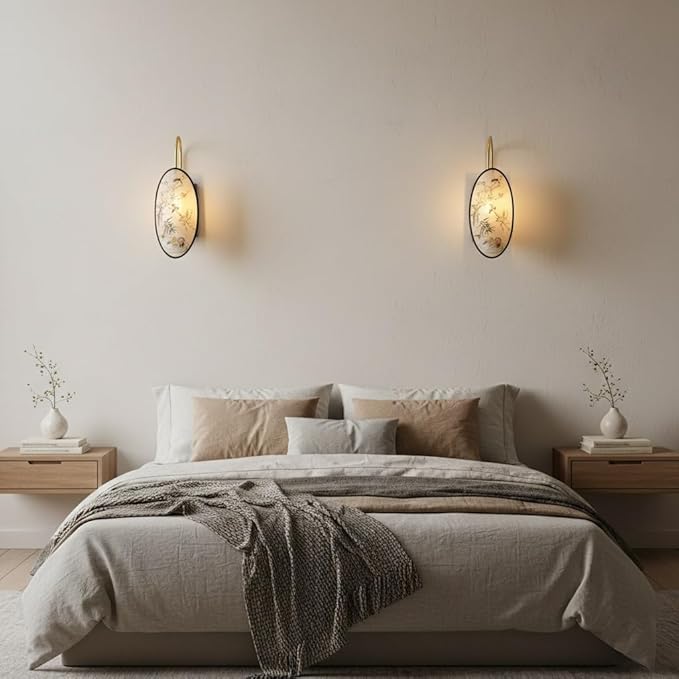 Chinese Style Zen Wall Sconce, Vintage Wood Wall Light Fixture, Retro Fabric Shade Wall Lamp, Antique Brass Sconce for Bedroom Bedside, Hallway, Foyer, Oriental Decor