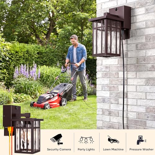 Motion Sensor Outdoor Wall Light with GFCI Outlet