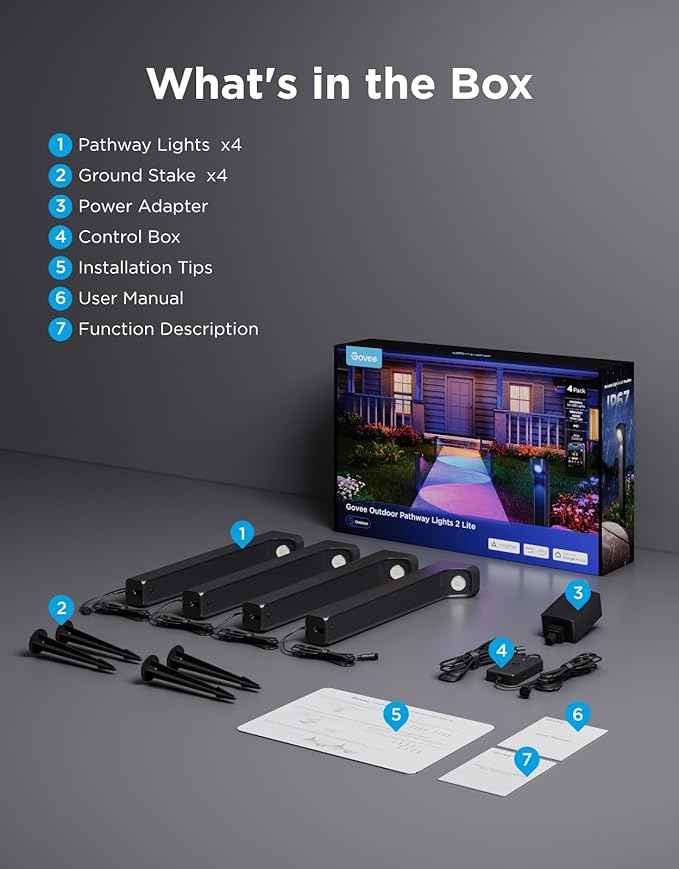 Govee Outdoor Pathway Lights 2 Lite 4 pack, IP67 Waterproof, 16 Million Colors, 60+ Scene Modes Patio Lights for Path,Landscape Lighting, Outdoor Decor, Compatible with Alexa, Google Assistant, Matter