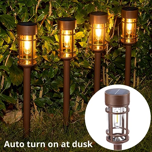 Solar Pathway Lights Outdoor Solar Lights 8 Pack Metal & Glass Design (8 Count)