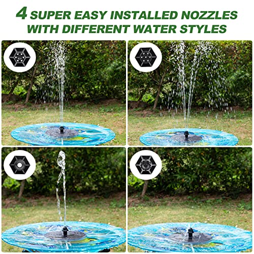 Upgraded Solar Fountain with 4 Easy Install Nozzle and Fixer