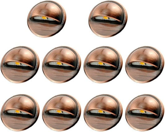 FVTLED Low Voltage LED Deck Lights kit Φ1.38 Outdoor Garden Yard Decoration Lamp Recessed Landscape Pathway Step Stair Cold White LED Lighting, Bronze