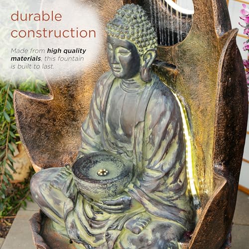 59" Tall Outdoor Buddha Fountain with LED Lights