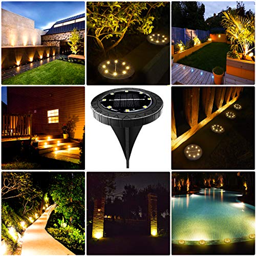 Solar Powered 8 Pack Outdoor LED Disk Lights (8 Count)