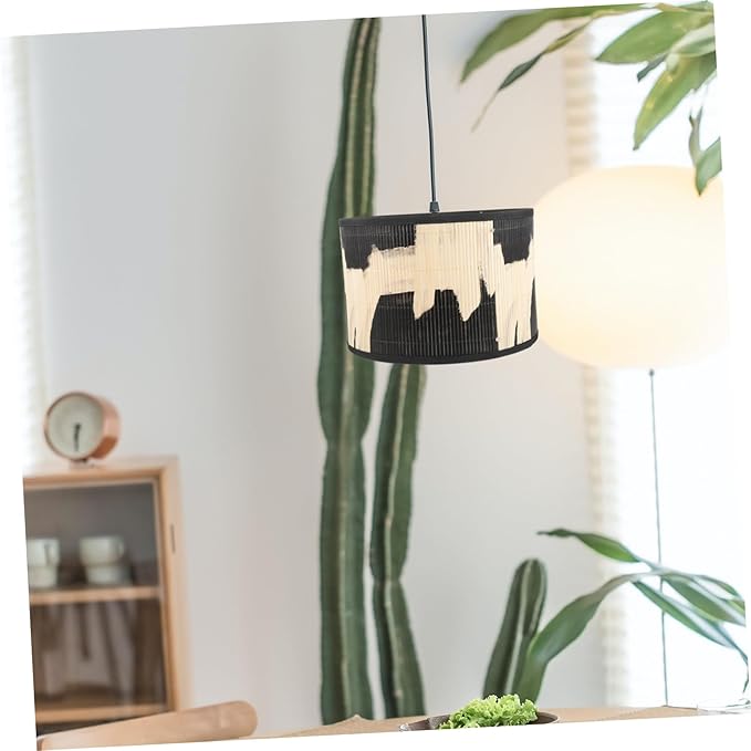 ARTIBETTER Bamboo Lamp Shade Vintage Drum Lampshade Chandelier Lamp Covers Replacement Light Accessory for Pendant Floor Light Home Lighting Accessories