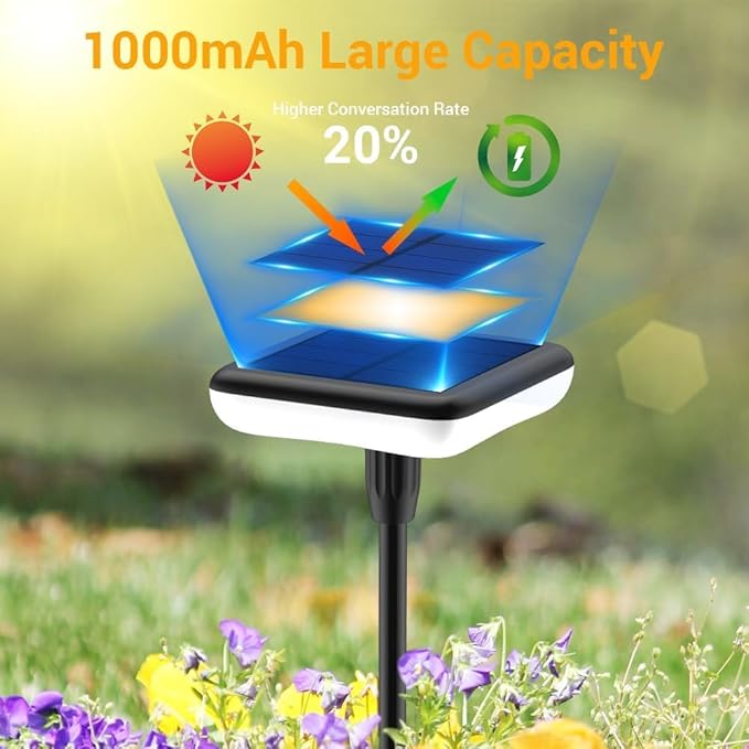 Solar Pathway Light Solar Lights Outdoor Garden Solar Landscape Lights 34LM Bright Up to 12H IP65 Waterproof Auto On/Off for Walkway Outside Yard Path Patio Lawn Flower Decorations (8, Warm white)