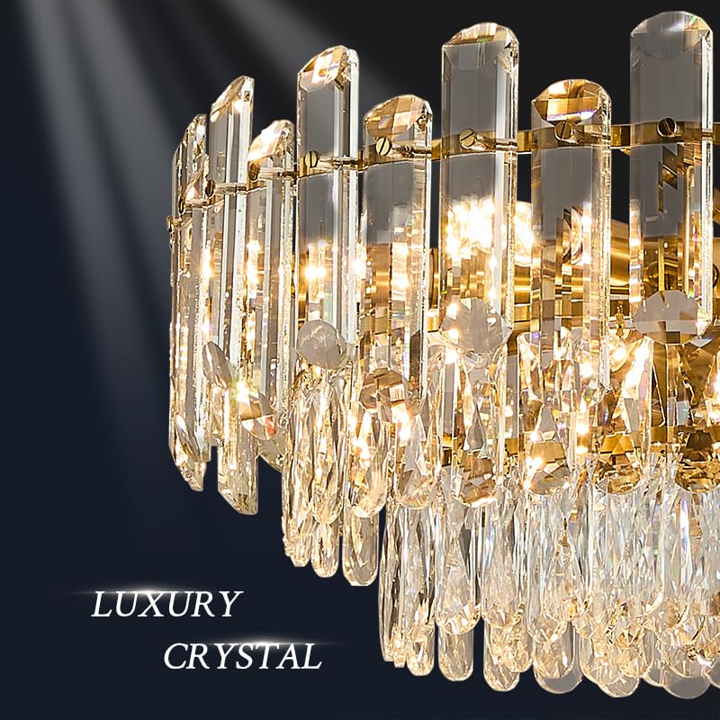 23.6" Gold Crystal Chandeliers Fully Transparent Crystal Modern3