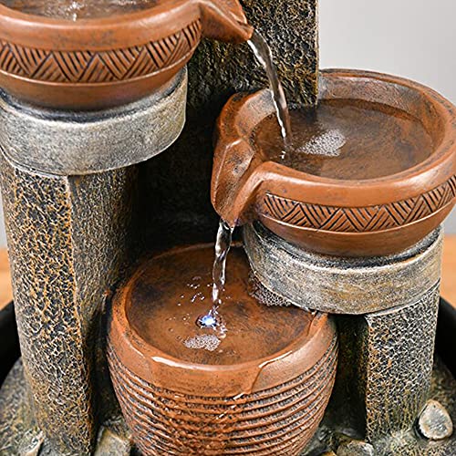 15.7" H 4 Tier Indoor Tabletop Waterfall Fountain with LED Lights Desktop Fountains Calming Sound for Home Office Decor