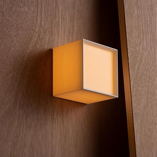 Wabi Sabi Art Wall Sconce Lighting Square Indoor Hardwired Side Wall Light Japanese-Style Retro Cafe Corridor Wall Lamp, E27 Elegant White/Linen Texile Sconces for Bedroom Stairs Hallway