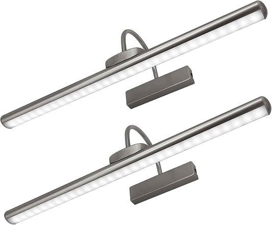 23" Wireless Picture Lights, Rechargeable Battery Art Display Light with Remote Control, Dimmable/Timer Off Dartboard Light, 3 Lighting Modes Full Metal Painting Display Lamp (Nickel-2Pack)
