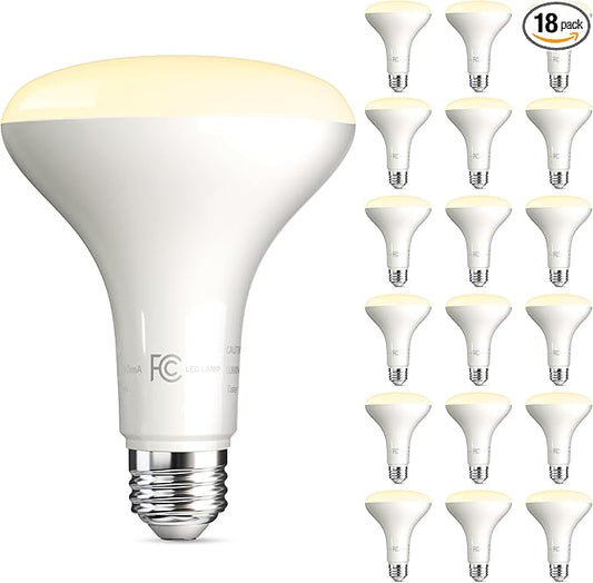 TJOY BR30 LED Light Flood Bulb, 65 Watt Equivalent, Energy Efficient 9W, E26 Standard Base, 3000K, Dimmable, 15000 Hour Lifetime, for Ceiling, Recessed Can, Living Room and Kitchen, 18-Pack