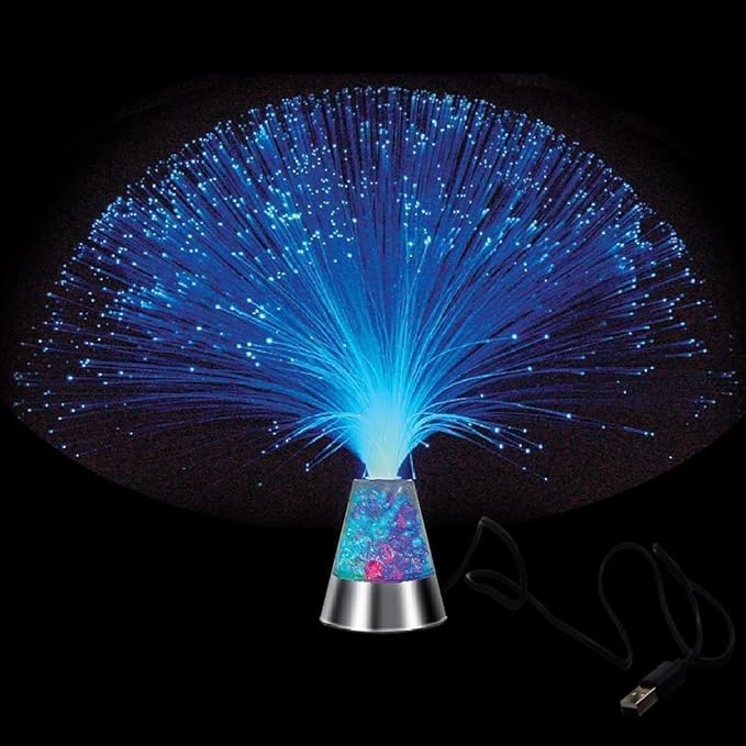 13 inch USB Corded Ice Fiber Optic Mood Novelty Lamps Lighting Glacier Lite with Color-Changing Crystals Base (USB)