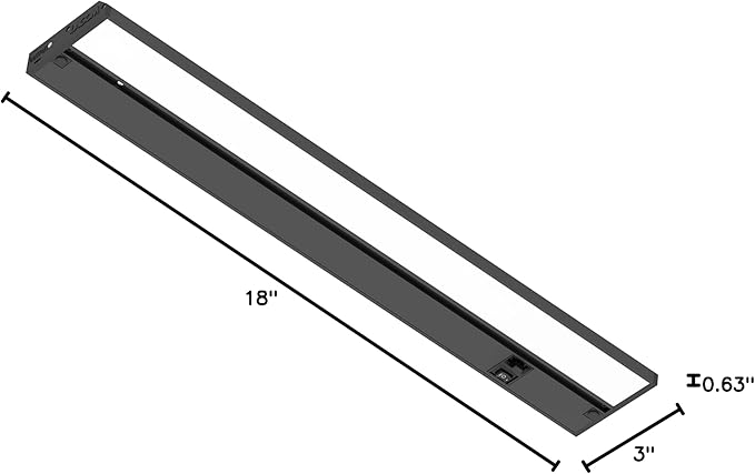 LAGOM Halo Under Cabinet Light, 18‑Inch Hardwired Dimmable LED, 2700K/4000K/5000K, Power Cord Sold Separately, Black, UC0118BK27